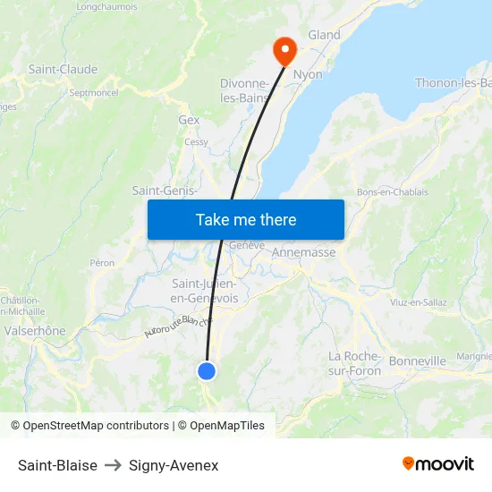 Saint-Blaise to Signy-Avenex map