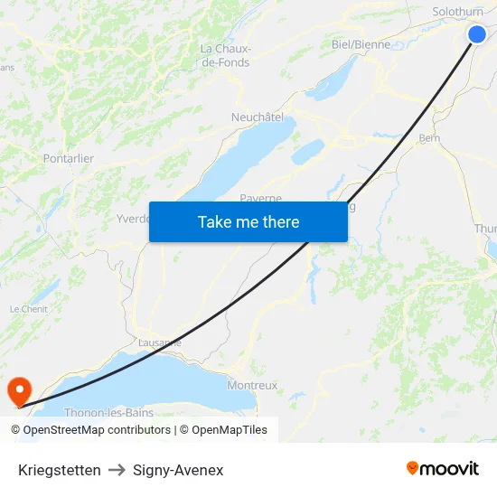 Kriegstetten to Signy-Avenex map