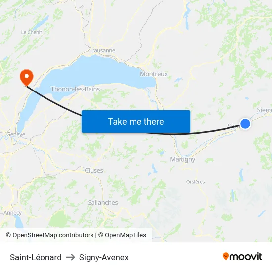 Saint-Léonard to Signy-Avenex map