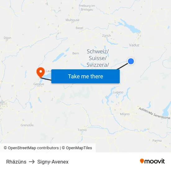 Rhäzüns to Signy-Avenex map