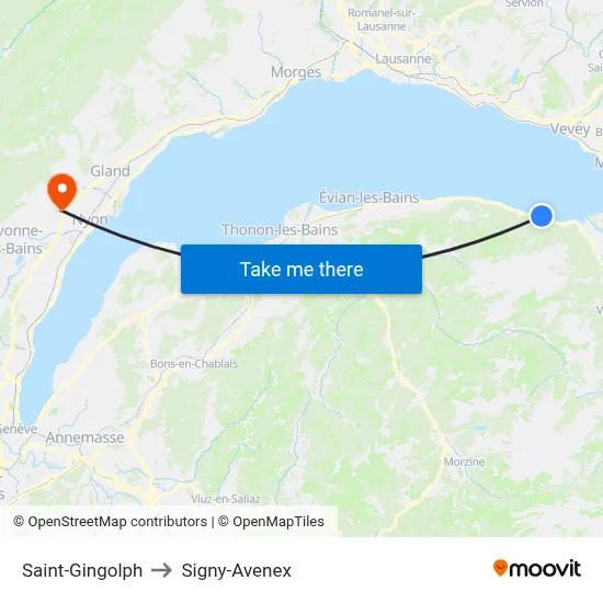 Saint-Gingolph to Signy-Avenex map