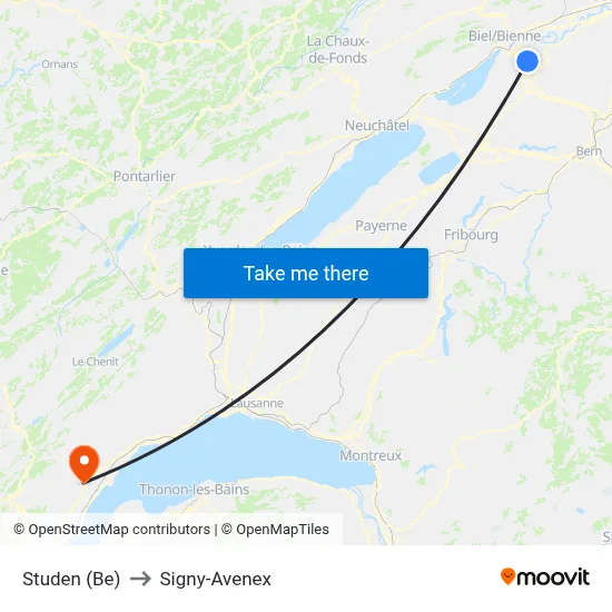 Studen (Be) to Signy-Avenex map