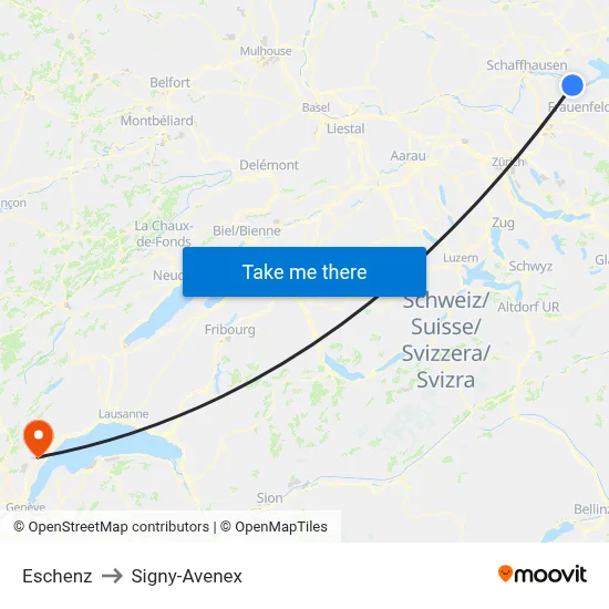 Eschenz to Signy-Avenex map