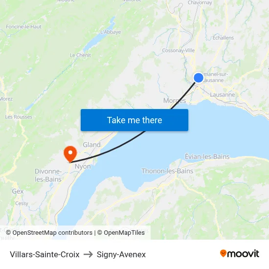 Villars-Sainte-Croix to Signy-Avenex map