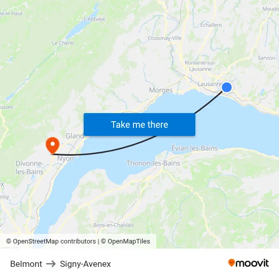 Belmont to Signy-Avenex map