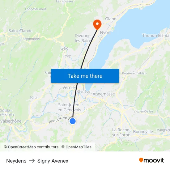 Neydens to Signy-Avenex map