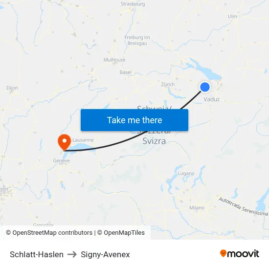 Schlatt-Haslen to Signy-Avenex map