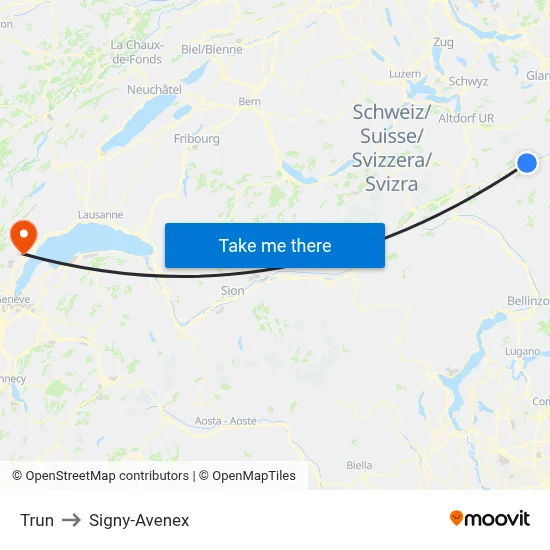 Trun to Signy-Avenex map