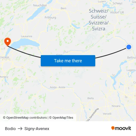 Bodio to Signy-Avenex map