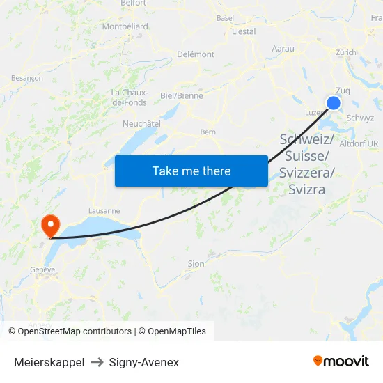 Meierskappel to Signy-Avenex map