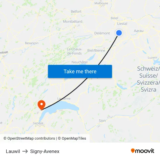 Lauwil to Signy-Avenex map