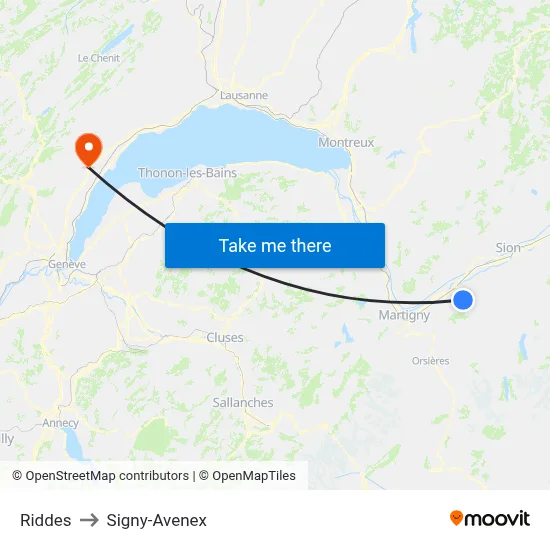 Riddes to Signy-Avenex map