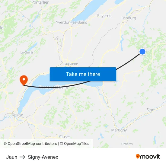 Jaun to Signy-Avenex map