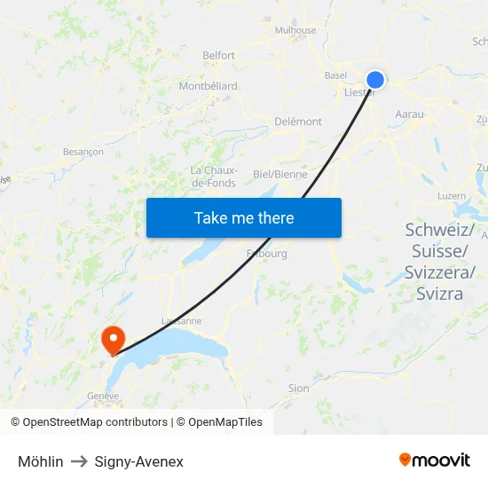 Möhlin to Signy-Avenex map