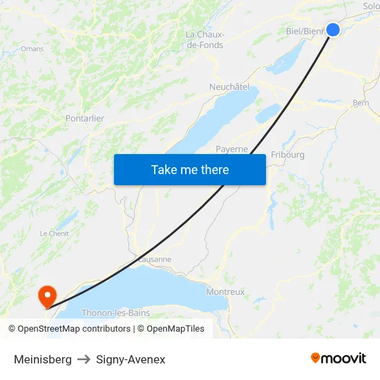 Meinisberg to Signy-Avenex map
