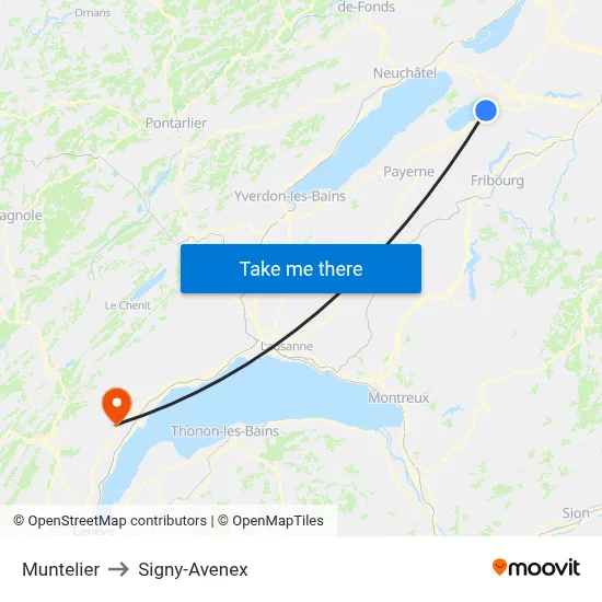 Muntelier to Signy-Avenex map