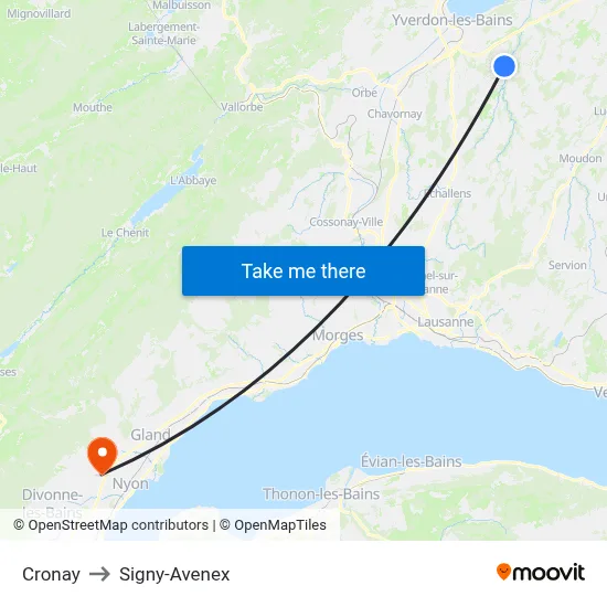 Cronay to Signy-Avenex map