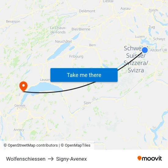 Wolfenschiessen to Signy-Avenex map