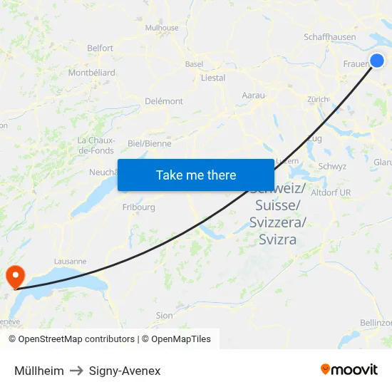 Müllheim to Signy-Avenex map