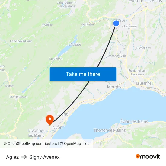 Agiez to Signy-Avenex map