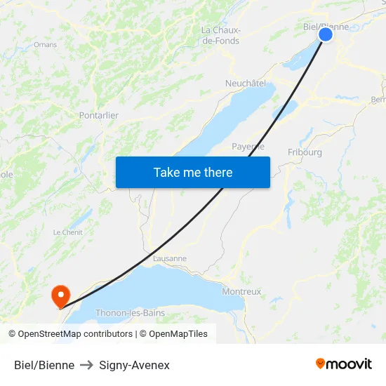 Biel/Bienne to Signy-Avenex map