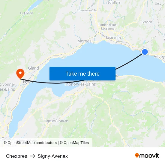 Chexbres to Signy-Avenex map