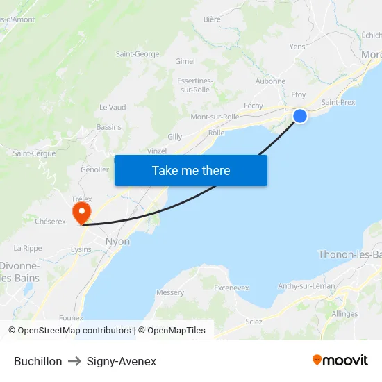 Buchillon to Signy-Avenex map