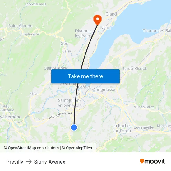 Présilly to Signy-Avenex map