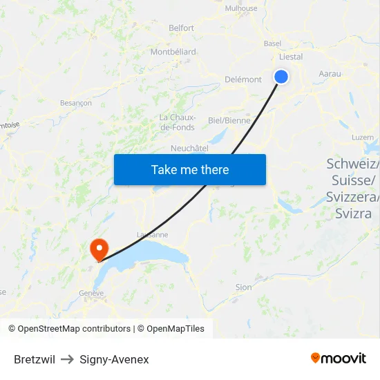 Bretzwil to Signy-Avenex map
