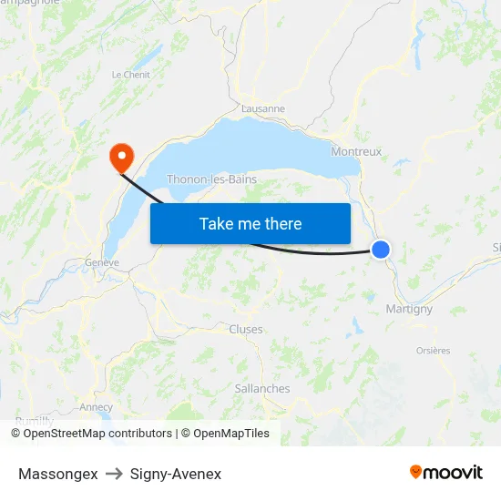 Massongex to Signy-Avenex map