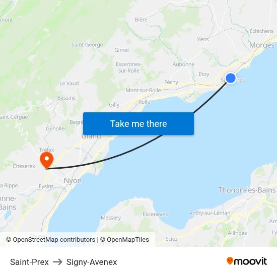 Saint-Prex to Signy-Avenex map