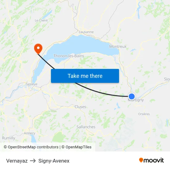 Vernayaz to Signy-Avenex map