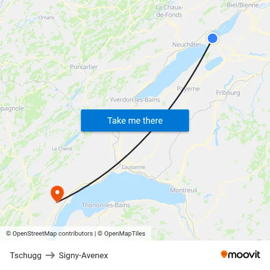 Tschugg to Signy-Avenex map