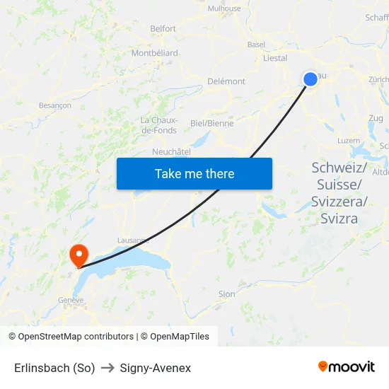 Erlinsbach (So) to Signy-Avenex map