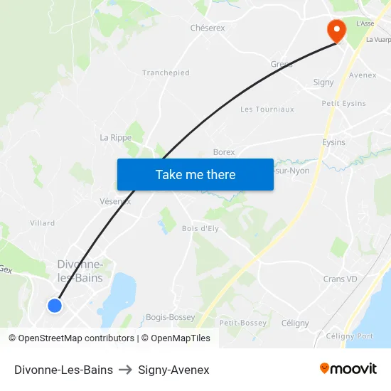 Divonne-Les-Bains to Signy-Avenex map