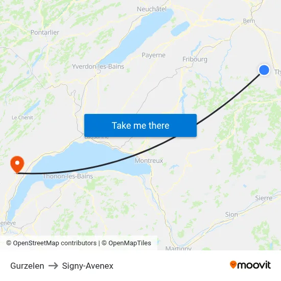 Gurzelen to Signy-Avenex map