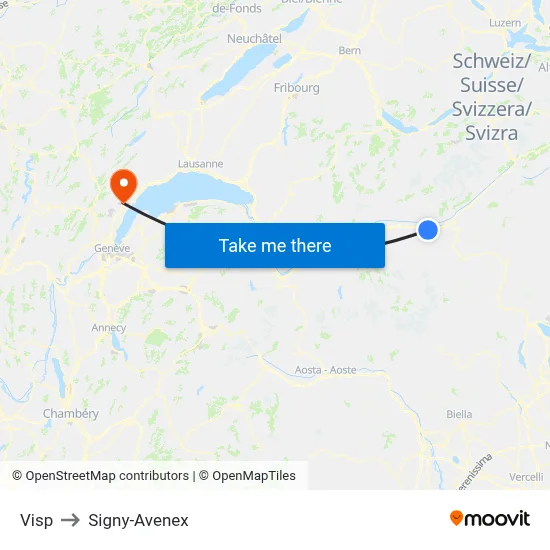 Visp to Signy-Avenex map