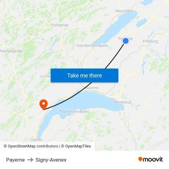 Payerne to Signy-Avenex map