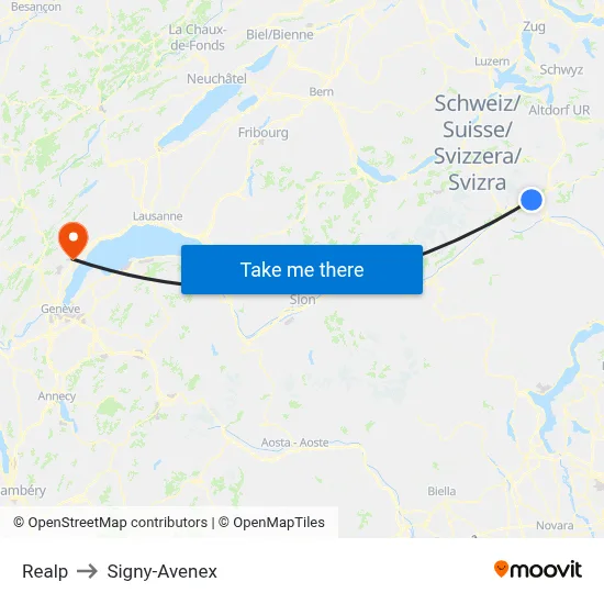 Realp to Signy-Avenex map