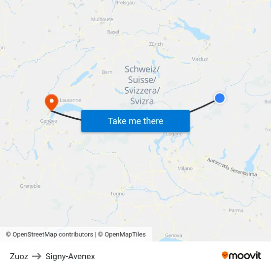 Zuoz to Signy-Avenex map