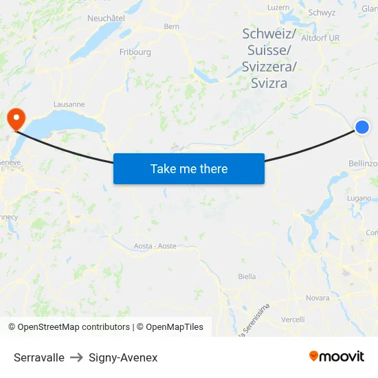 Serravalle to Signy-Avenex map