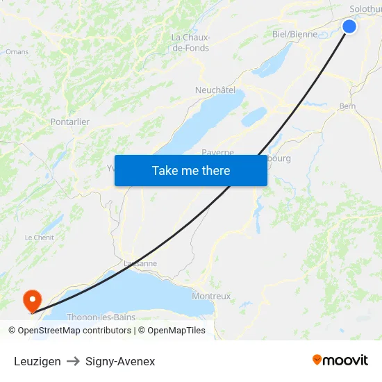 Leuzigen to Signy-Avenex map