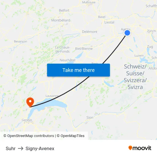 Suhr to Signy-Avenex map