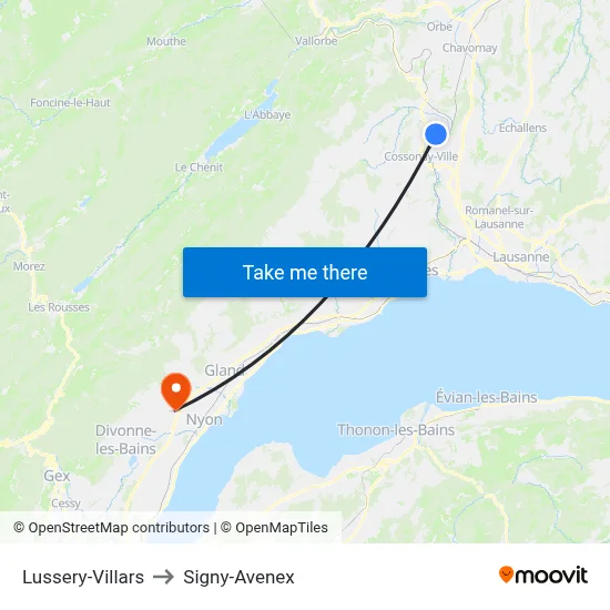 Lussery-Villars to Signy-Avenex map