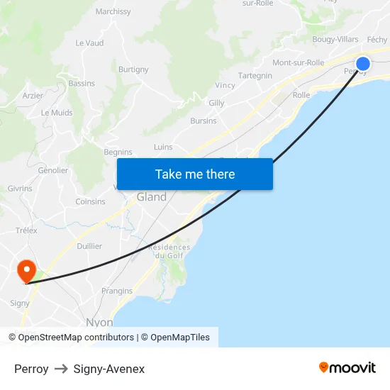Perroy to Signy-Avenex map