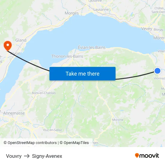 Vouvry to Signy-Avenex map