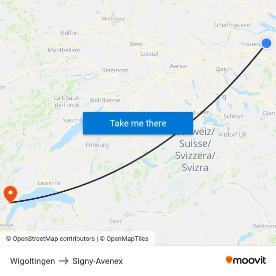 Wigoltingen to Signy-Avenex map