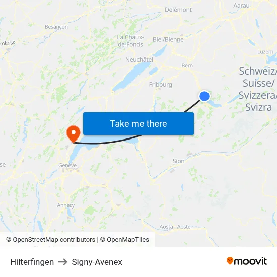 Hilterfingen to Signy-Avenex map