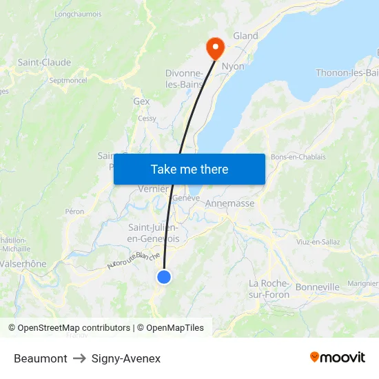 Beaumont to Signy-Avenex map