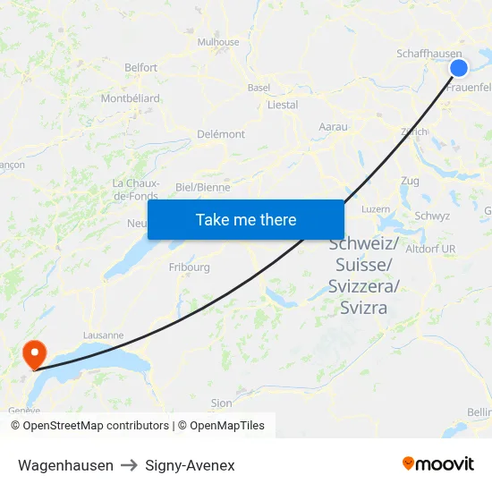 Wagenhausen to Signy-Avenex map